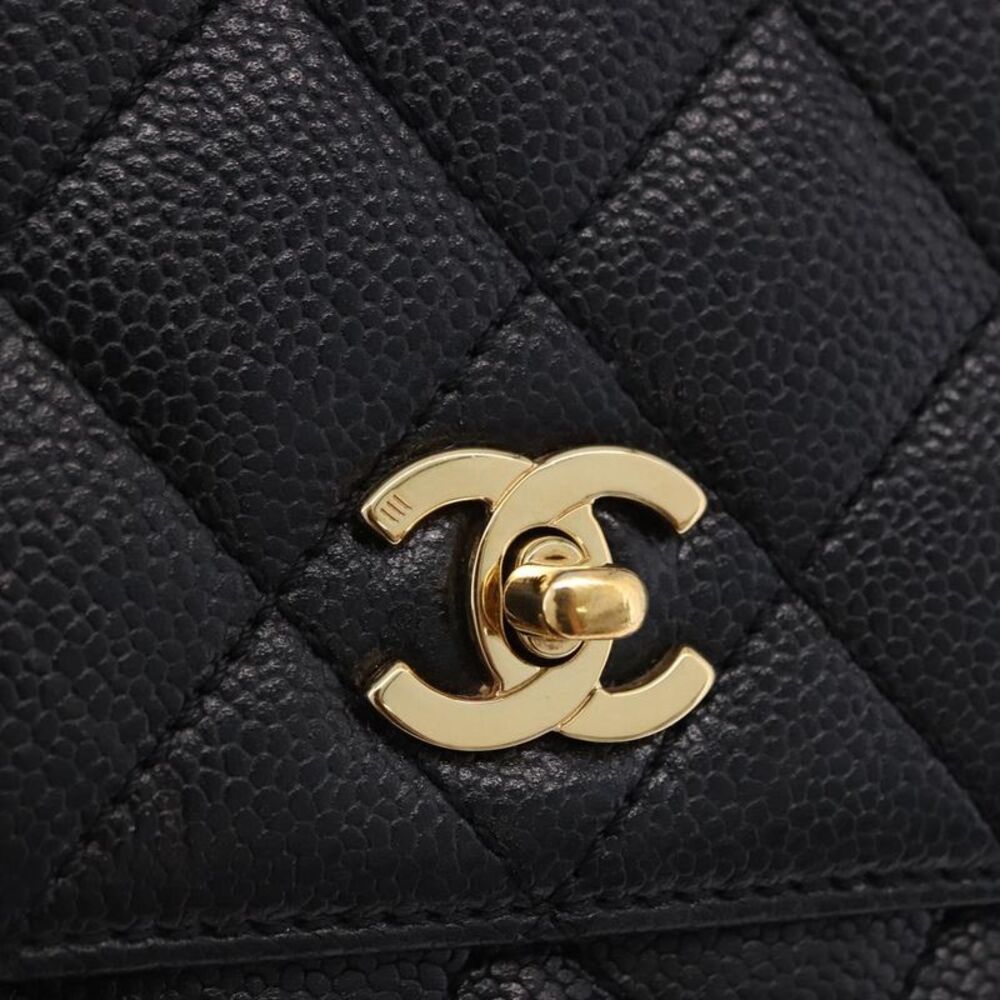 Chanel Coco Top Handle Quilted Caviar With Lizard Black Leather Handbag - Picture 12 of 16